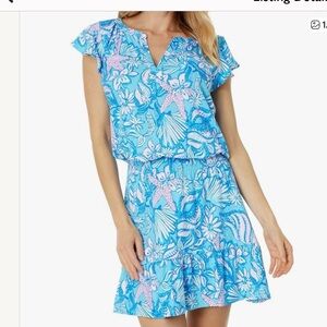 Lilly Pulitzer Ravi Romper dress Amalfi Blue Sound the Sirens Size Large